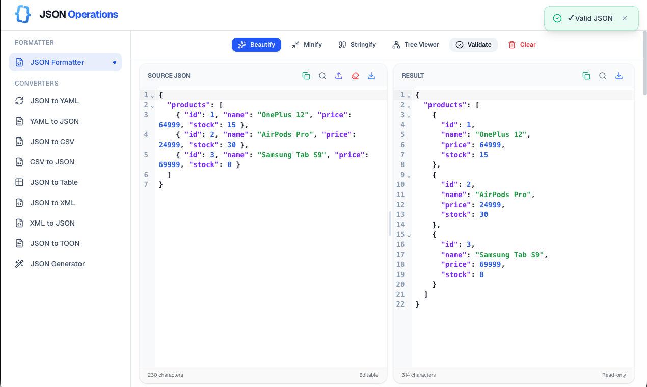 JSON Operations gallery - Desktop view 3