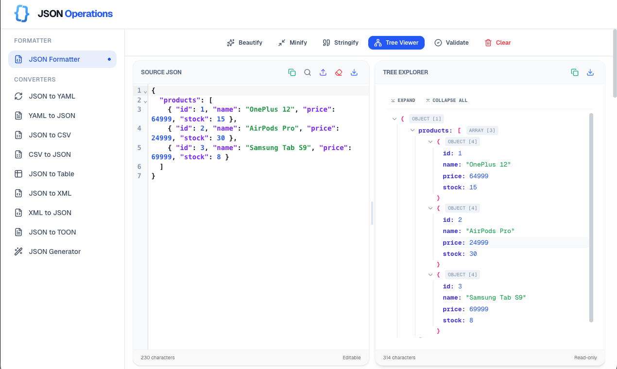 JSON Operations gallery - Desktop view 6